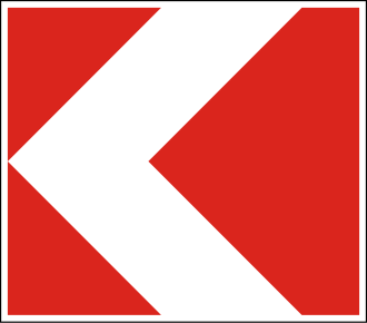 Дорожній знак 1.4.7 — Напрямок повороту (ліворуч)