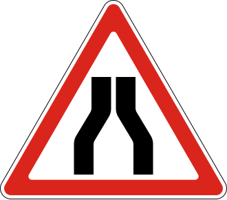 Дорожній знак 1.5.1 — Звуження дороги (з обох боків)